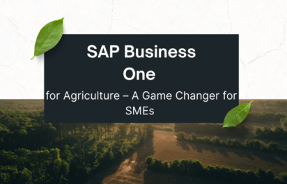 Poster highlighting SAP Business One agriculture ERP software as a game changer for SMEs with SkySurge branding.